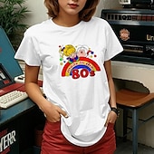 billige Retro grafikk-retro vintage t-skjorte basic t-skjorte 80-talls for kvinners voksnes hot stemplingsfest uformell daglig bomullsblanding