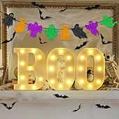 cheap Halloween Indoor-Halloween Decorations BOO Letter Lights for Bedroom Restaurant Bar Halloween Atmosphere Decorative Lights
