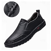 preiswerte Slipper Schuhe-Herren Loafer &amp; Slip On Komfort Schuhe Handnähen Brautkleider schlicht Outdoor Täglich Mikrofaser Atmungsaktiv Halbschuhe Schwarz Braun Frühling