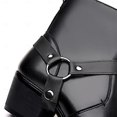 abordables Botas de ciclista-Botines de moto de piel sintética marrón para hombre con detalle de correa y anillo de metal: elegantes botas de motociclista de inspiración western
