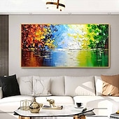 preiswerte Landschaftsgemälde-handgemalte abstrakte blaue Waldgemälde auf Leinwand, handgemachtes, farbenfrohes, strukturiertes Acrylgemälde, Wandkunst, handgemaltes Kunstwerk, grünes Ölgemälde für Wohnzimmer, Büro,