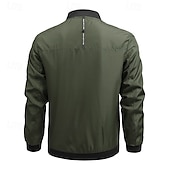 preiswerte Herrenjacken &amp; Herrenmäntel-Herren Bomberjacke übergangsjacke Ausgehen Tasche Ganzjahres Einfach Lässig Stehkragen Regulär Schwarz Blau Armeegrün Grau Jacken