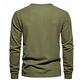 abordables Camiseta informal tipo henley-Hombre Camiseta con botones Camiseta Henley Shirt Tee Manga Larga Henley Primavera &amp; Otoño Plano Moda Design Básico Vacaciones Calle Noche Negro Blanco Gris oscuro Camiseta superior para hombre