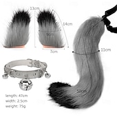 abordables Accesorios para el peinado del cabello-3 pinzas para el pelo de peluche con forma de orejas de gato y cola de lobo, pinzas para el pelo de piel sintética para adultos y niños, accesorios de carnaval