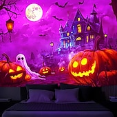 economico arazzi da parete di halloween-decorazioni di halloween arazzo con luce nera uv reattivo fosforescente festa fosforescente casa stregata psichedelico trippy nebbioso arazzo appeso arte murale per soggiorno camera da letto fantasma