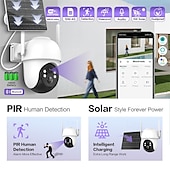 お買い得  屋外IPネットワークカメラ-ソーラーバッテリー駆動カード対応ワイヤレス CCTV セキュリティカメラ 防水 PIR モーション検知 パンチルト