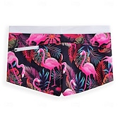 cheap Animals &amp; Birds-Men&#039;s Flamingo Bird Swim Trunks Swim Shorts Board Shorts Mid Waist Fashion Designer Surfing Holiday Beach Pocket Drawstring Elastic Waist Designer Clothing Apparel