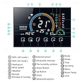 abordables Appareils électroménagers-Thermostat programmable pour contrôle du chauffage de l&#039;eau, maison intelligente, écran LCD à affichage négatif, thermostat d&#039;ambiance rond avec wifi