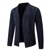 preiswerte Herren Strickjacke-Herren Strickjacke Kurzer Pullover Strickpullover Herren Pullover Gerippt Stricken Standard Knopf hoch Seitentaschen Bogengimpe V Ausschnitt Modisch Klassisch Freizeitskleidung Verabredung Bekleidung