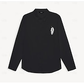 economico Camicie Elite da Uomo-Per uomo Camicia in cotone e lino All&#039;aperto Ufficio Nero Manica Lunga Collo ripiegato Estate Primavera Abbigliamento