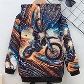 billiga Pojkens 3D Sporter &amp; Spel-Pojkar 3D Grafisk Motorcyklar Huvtröja Långärmad Höst Vinter Mode Grundläggande Barn 4-12 år Huva Utomhus Ledigt Dagligen Normal