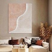 preiswerte Landschaftsgemälde-handgemachtes 3D-Ölgemälde mit rosa Welle auf Leinwand, groß, handgemalt, abstrakt, strukturiert, Palettenmesser, Boho-Ölgemälde, Wandkunst, individuelles zeitgenössisches minimalistisches Kunstwerk