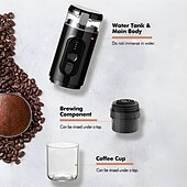 abordables Électroménager-Machine à café expresso électrique portable sans fil, mini cafetière à portion individuelle avec bac à poudre/capsule de café 2 en 1, pompe à pression, infusion automatique, 2500 mAh