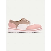 billige Vintagesko for kvinner-Dame Flate sko Retro Bullock Sko Kontor Arbeid Daglig Paisly Fargeblokk Snøring Plattform Rund Tå Årgang PU Snøring Svart / Hvit Brun Rosa og Hvit