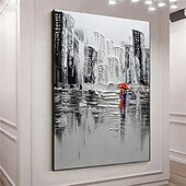 preiswerte Landschaftsgemälde-großes abstraktes Stadtgemälde handgemachtes urbanes Kunstgemälde handgemaltes Stadtskyline-Gemälde New York Skyline Ölgemälde New York City Gemälde Wandkunst großes abstraktes Gemälde