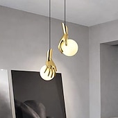 abordables Luces de isla-LED Pendant Light Warm White 15cm 1-Light Creative Luxury White Glass Shade Globe Golden Hand G4 Modern Pendant Lantern Design for Bedroom Dining Room 110-240V