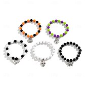voordelige Armband-5 stuks Dames Armbanden met ketting en sluiting Kralenarmband Vintage armband kralen Schedel Dier Punk Vintage Modieus Gepersonaliseerde Stijlvol Muovi Armband sieraden Regenboog Voor Feest Halloween