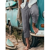 baratos Retrô-Homens Calção Shorts de verão Calças Capri Com Cordão Cintura elástica Tecido Conforto Respirável Comprimento da panturrilha Ao ar livre Diário Para Noite à moda Casual Cinzento Verde Preto