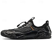 economico Sneakers da uomo-scarpe da esterno da uomo in pelle marrone e rete con suola robusta: traspiranti e comode per l&#039;escursionismo e l&#039;abbigliamento casual