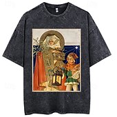 cheap Retro Graphic-Vintage Illustration T-shirt Oversized Acid Washed Tee Print Graphic For Couple&#039;s Men&#039;s Women&#039;s Adults&#039; Acid Wash Casual Daily