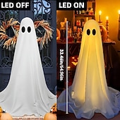 cheap Halloween Outdoor-Halloween Decorations Lighted Ghosts Outdoor Decoration Lights Yard Halloween Standing Ghost Lights Battery Operated Porch for Patio Spooky Atmosphere Decorations 1pc
