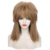 olcso Történelmi parókák-Barna Mullet Parókák Nőknek Tina Rock Diva Paróka 70-es 80-as Évek Rocker Paróka Zűrös Paróka Punk Paróka Kalap Karnevál Jelmez Parti Cosplay Halloween Parókákhoz