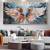 cheap Animal Paintings-Mintura Handmade Abstract Wings Oil Paintings On Canvas Wall Art Decoration Modern Abstract Feather Picture For Home Decor Rolled Frameless Unstretched Painting