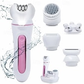 cheap Shaving &amp; Hair Removal-5-in-1 Hair Removal Epilator Shaver Face Razor Facial Brush Face Massage Body Exfoliator Rechargeable Hair Removal for Women