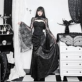 levne Šaty-Punk a gotika Sukně Čerodějnice Gotická dívka Dámské Fantazie Valpuržina noc předvečer Všech svatých Karneval Plesová maškaráda předvečer Všech svatých Maturitní ples Festival Dospělé Šaty