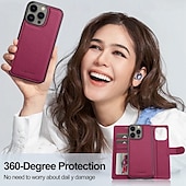 お買い得  iPhone用ケース-電話 ケース 用途 iPhone 16 Pro Max プラス iPhone 15 プロマックスプラス iPhone 14 13 12 11 Pro Max Plus バックカバー ウォレットカードケース スタンド付き 取り外し可 リストストラップ付き レトロ風 TPU PUレザー