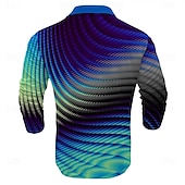 billiga Geometrisk pikétröja för män-Herr Våffelpikétröjor Golftröja Långärmad Polotröjor Skjortor med krage Business Casual Semesterkläder Högtidskläder Festivalkläder Knappar 3D-utskrift Sommar Blå