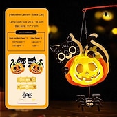 economico Luci di Halloween-decorazioni lanterna zucca di Halloween - luce notturna fai da te, oggetti di scena fatti a mano, lanterna portatile per bambini per giochi in costume, allestimento per atmosfera festosa