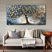 cheap Floral/Botanical Paintings-Mintura Handmade 3D Tree Texture Oil Paintings On Canvas Wall Art Decoration Modern Abstract Landscape Picture For Home Decor Rolled Frameless Unstretched Painting