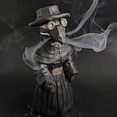 cheap Statues-Plague Doctor Cone Incense Burner Halloween Intricately Designed Resin Holder for Incense Cones - Historical Decor with Smoking Beak and Mouth - Black, 80g