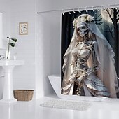 preiswerte Halloween Bad-Duschvorhänge &amp; Ringe Silber Moderne Polyester Wasserdicht