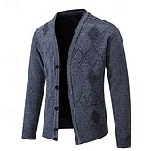 preiswerte Herren Strickjacke-Herren Strickjacke Kurzer Pullover Strickpullover Herren Pullover Gerippt Stricken Standard Knopf hoch Seitentaschen Bogengimpe V Ausschnitt Modisch Klassisch Freizeitskleidung Verabredung Bekleidung