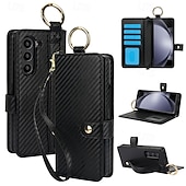 tanie Etui do telefonów Samsung-telefon Kılıf Na Samsung Galaxy Złóż 6 Z Fold 5 Z Fold 4 Z Fold 3 Osłona tylna Z podpórką z paskiem na nadgarstek Gniazdo karty Retro TPU Skóra PU