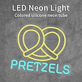cheap Neon LED Lights-Oktoberfest Pretzels LED Neon Sign Light, Pretzels Neon Sign for Restaurant Wall Art, German Bakery Wall LED Decorations
