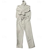 economico Tute basic-Per uomo Felpa con cappuccio Tuta Da Ginnastica Tuta da ginnastica Nero Bianco Verde militare Cachi Grigio scuro Con cappuccio Liscio A cordoncino 2 pezzi Tasca frontale Sportivo Giornaliero Per
