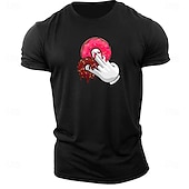 cheap Men&#039;s Graphic T Shirt-Men&#039;s Funny Donuts T Shirt Tee Top Cotton Short Sleeve Graphic Shirt Black White Army Green Comfortable Tee Street Sports Outdoor Fashion Designer Clothing