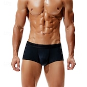 preiswerte Boxershorts für Herren-Herren 1 pc Unterwäsche Boxer Boxer-Shorts Polyester Atmungsaktiv Weich Komfortabel Glatt Mittlere Hüfthöhe Schwarz Hellgrün