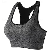 baratos Sutiã Esportivo-Mulheres Sustentação Leve Sutiã Esportivo Sutiã de corrida Costas Nadador Sem Aros Good Top Acolchoado Ginástica Esportes Relaxantes Corrida Respirável Leve Macio Azul Cinza Escuro Roxo Cor Sólida