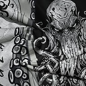 levne Halloween mikiny a svetry-Pánské Grafika Gotický horor Chobotnice Kapuce Kapucky Mikina Módní Denní Dlouhý rukáv Kapuce Dovolená Streetwear Černošedá Potisk Fleece Zima Jaro &amp; podzim Návrhář