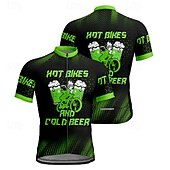 cheap Men's Jerseys-Men's Cycling Jersey Letter &amp; Number Beer Short Sleeve Bike Tee Tshirt Jersey with 3 Rear Pockets Mountain Bike MTB Quick Dry Anatomic Design Wicking Breathable Sports Yellow Red Blue Clothing Apparel