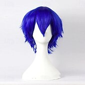 economico Parrucche da festa-parrucche sintetiche corte anime lisce con frangia, parrucca cosplay per feste in costume anime resistente alle alte temperature per uomini e donne