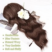 economico Parrucche trendy sintetiche-parrucche lunghe con frangia per donne parrucche per capelli ricci e ondulati parrucche in fibra sintetica resistenti al calore per l&#039;uso quotidiano alle feste