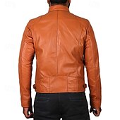 preiswerte Lederjacken-Herren Kunstlederjacke übergangsjacke Bikerjacke Rote Lederjacke Urlaub Täglich Winddicht Warm Tasche Herbst Winter Einfach Mode Klassisch Stehkragen Regulär Kunstleder Schwarz Weiß Wein Dunkelgrün
