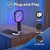 お買い得  電気蚊忌避剤-USBミニ蚊駆除ラケット – 屋内外用充電式フライスワッター、効果的な昆虫駆除バット