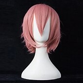 economico Parrucche da festa-parrucche sintetiche corte anime lisce con frangia, parrucca cosplay per feste in costume anime resistente alle alte temperature per uomini e donne
