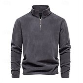 baratos Suéteres básicos-Homens Moletom Fleece Moletom com zíper Marron Cinza Claro Cinzento Escuro Meio Zíper Tecido Desportos e Ar livre Diário Feriado Roupa de rua Básico Casual Outono &amp; inverno Roupa Moletons Moletons